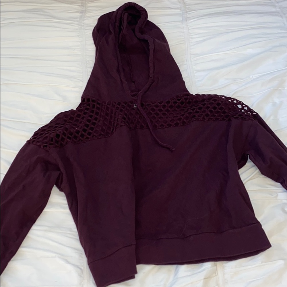 Forever 21 Dark Purple Cropped Hoodie - Picture 1 of 4